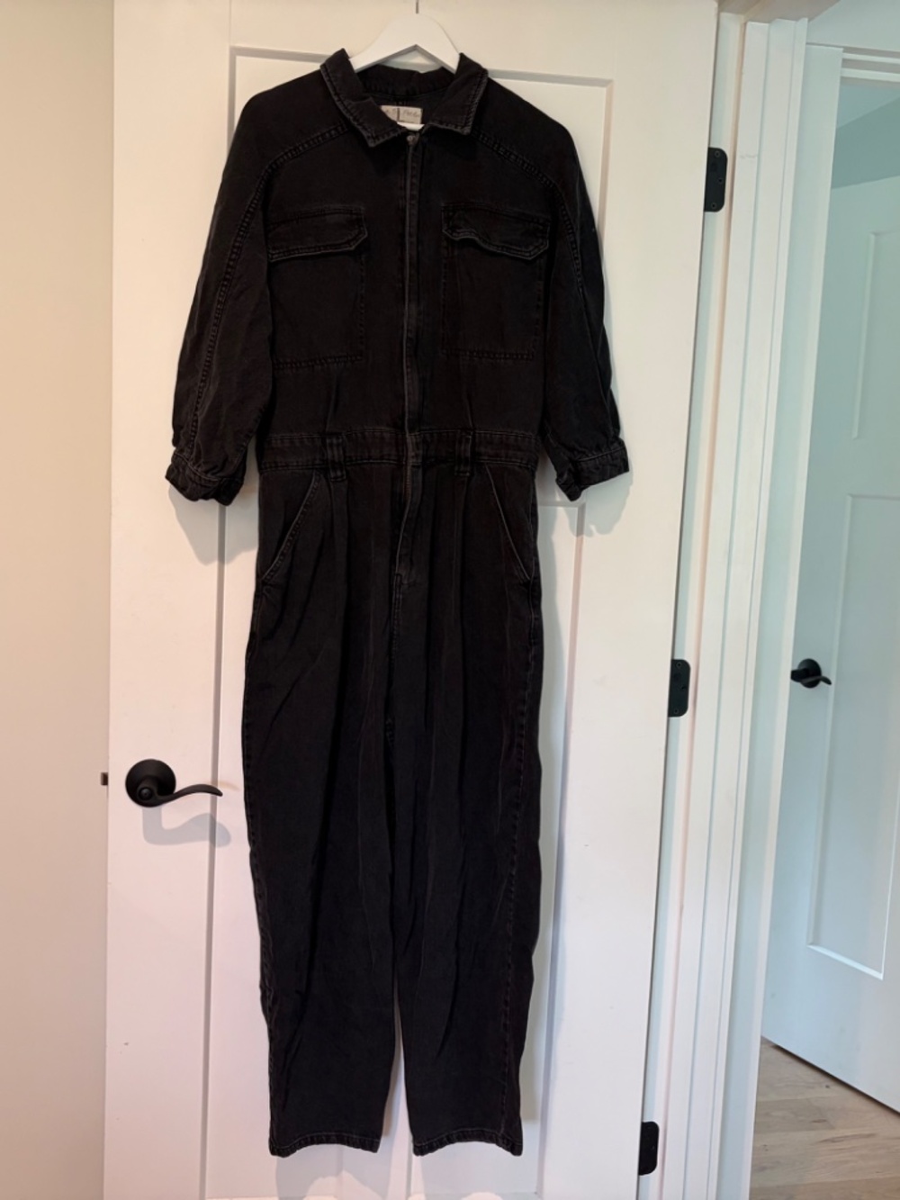 WE THE FREE BLACK DENIM ZIPPER JUMPSUIT LARGE L - Picture 10 of 11